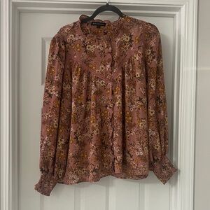 Gibsonlook Dusty Rose Floral Button-Up Blouse